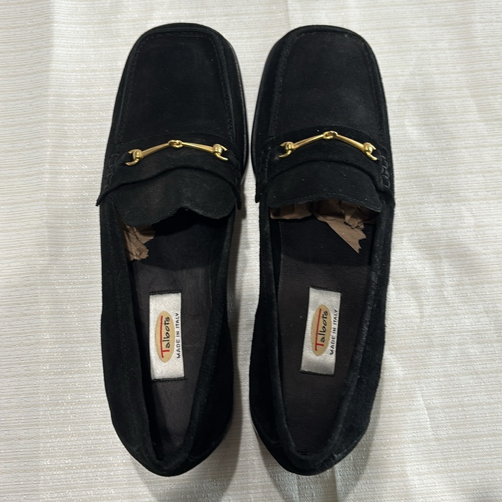 Talbots Lane vintage suede loafers NWOT black size 8N